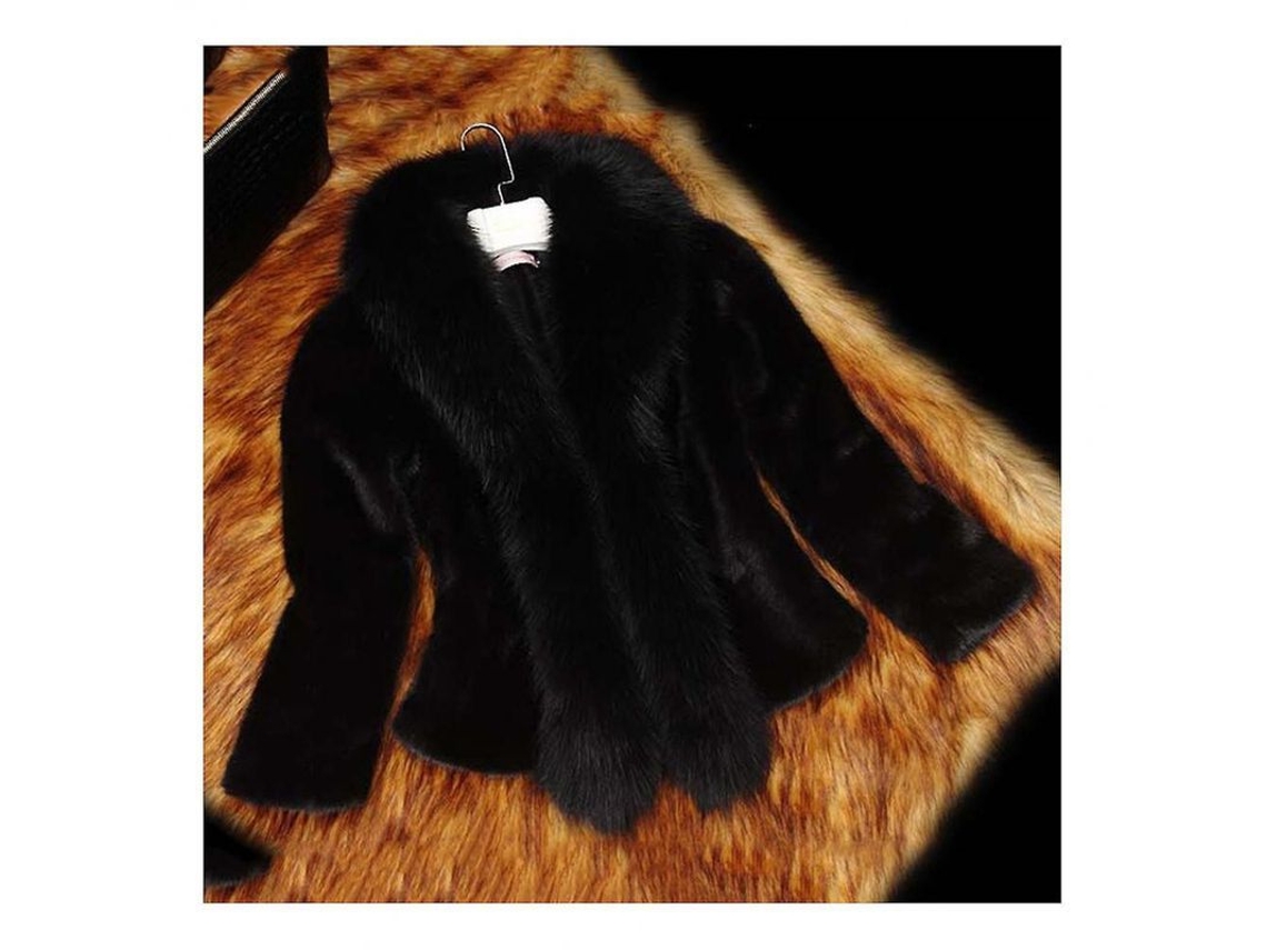 2026-chaqueta De Estilo Lujoso De Pelo Falso Plush Corta Para Mujer Invierno S Negro