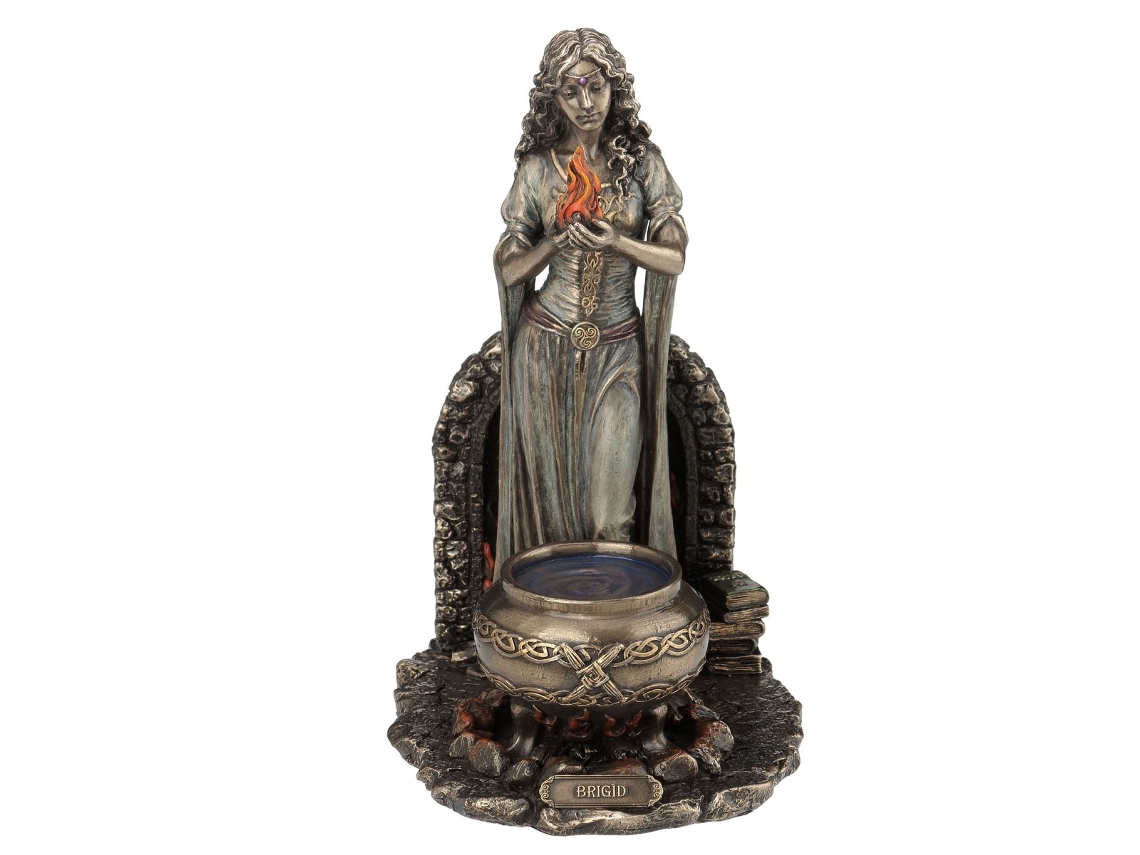 Figura Diosa Brígida Gris de Resina 23X14X17cm Figura Bronce Figuras Decorativas Decoracion Original BY SIGRIS