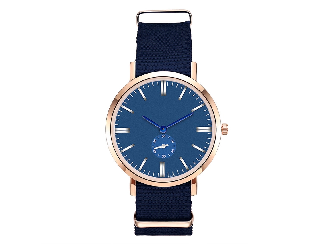 Reloj De Cuarzo Unisex Con Correa De Nailon Dial Redondo Azul Real Zhoulianfa