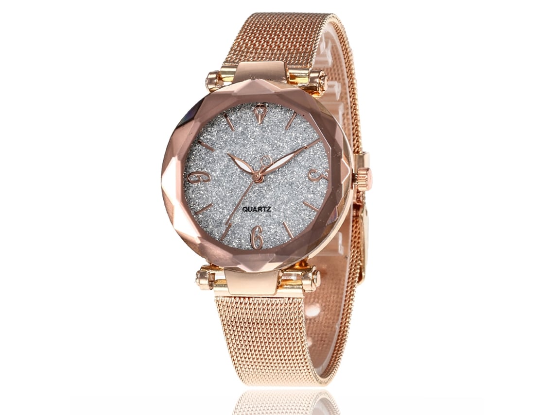 Reloj De Pulsera De Cuarzo Sencillo De Aleación Para Mujer Con Malla, Blanco.