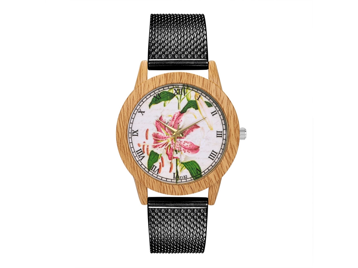 Reloj De Pulsera Unisex De Cuarzo Con Correa De Silicona Con Estampado Floral Informal.