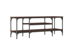 Maison Exclusive - Mueble Tv Madera Ingeniería Y Hierro Marrón Roble 121x35x45 Cm