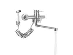 Grifo de pared, acero inoxidable 304, rotación de 360°, color plateado OEM