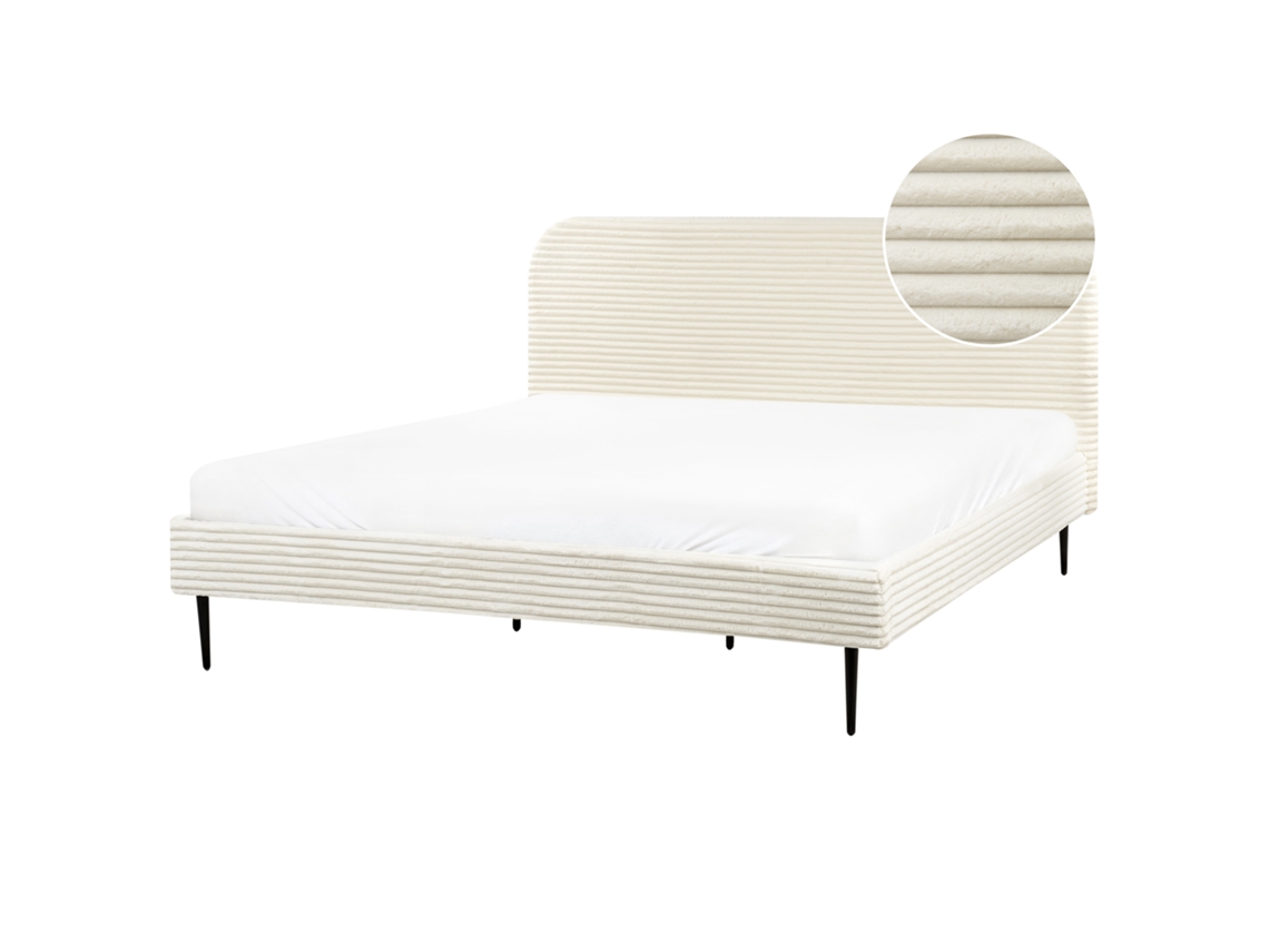 Beliani Flayat De Pana Blanco Cama 193x215x109