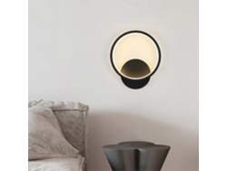 Rebe-lámpara De Pared Led Interior Moderna Redonda 12w 220v, Material Acrílico Y Aluminio Color Negro
