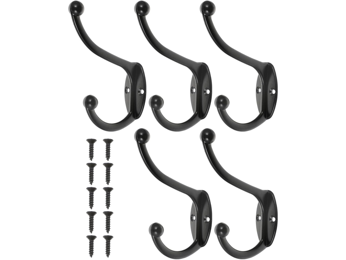 Juego De 5 Ganchos De Pared De Hierro Negro Para Ropa, Perchas Multifuncionales Para Baño Y Cocina,