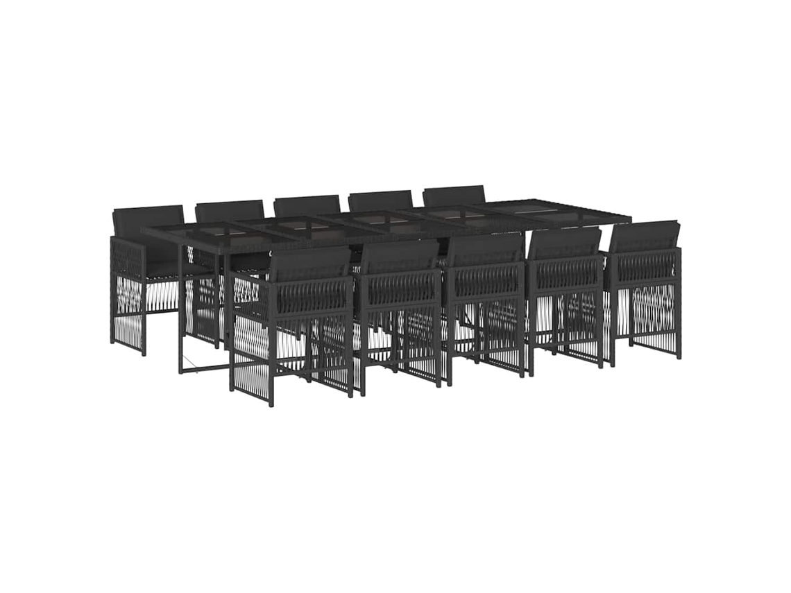 Maison Exclusive - Set De Comedor Jardín 11 Pzas Con Cojines Ratán Sintético Negro