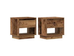 Juego de 2 mesitas de noche de madera antiguas MAISON EXCLUSIVE 45x34x44 cm