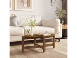 Mesa de Centro de Apoyo 87X48X35 Cm Madera de Pino Maciza Marrón-Miel