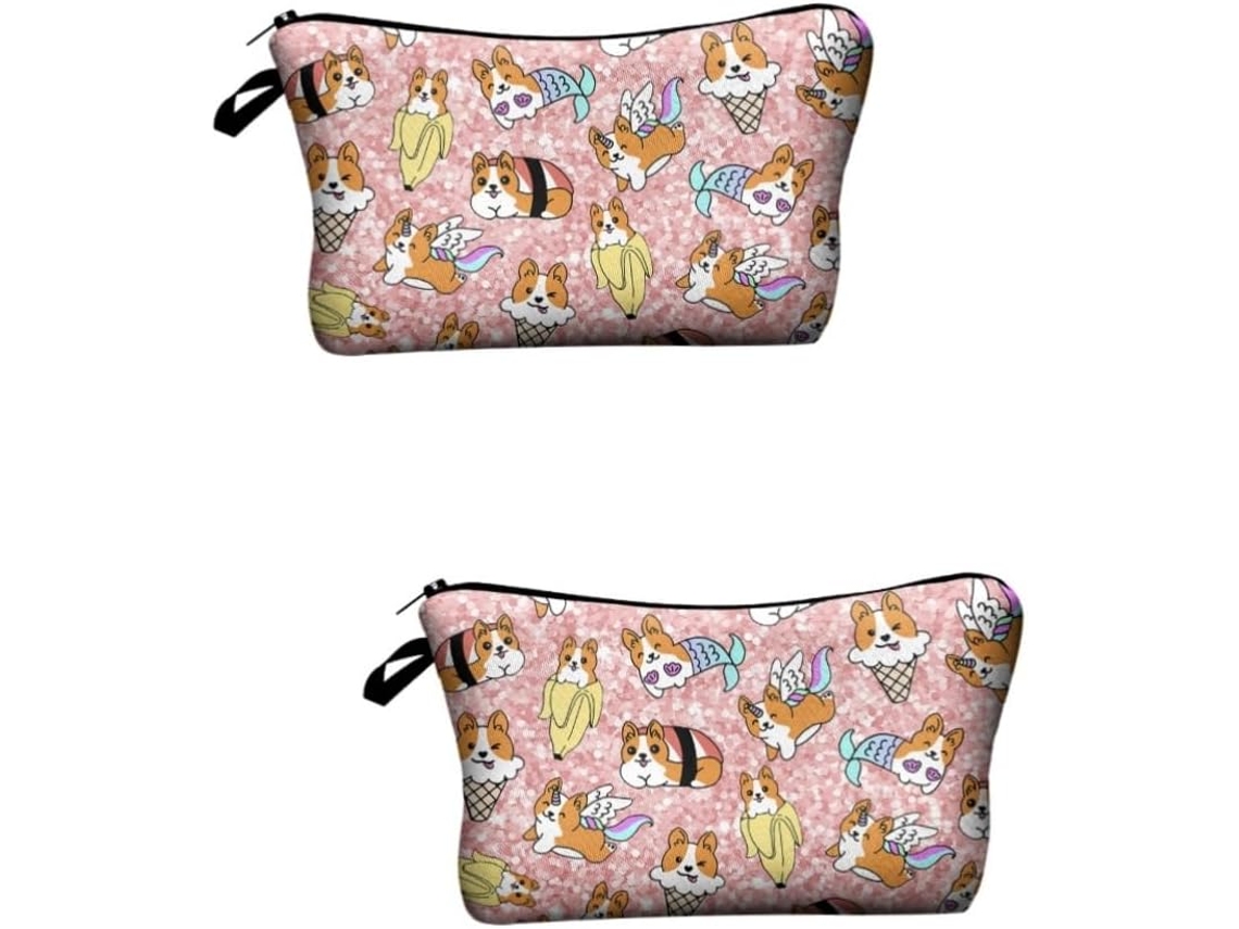 Neceser Portátil De 2 Piezas Con Estampado De Corgi, Impermeable Y Espacioso, Ideal Para Viajes.