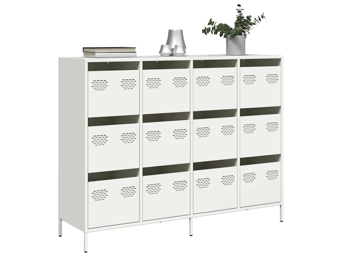 Aparador | Mueble De Comedor | Buffet De Acero Laminado En Frío Blanco 135x39x103,5 Cm Wsd83126