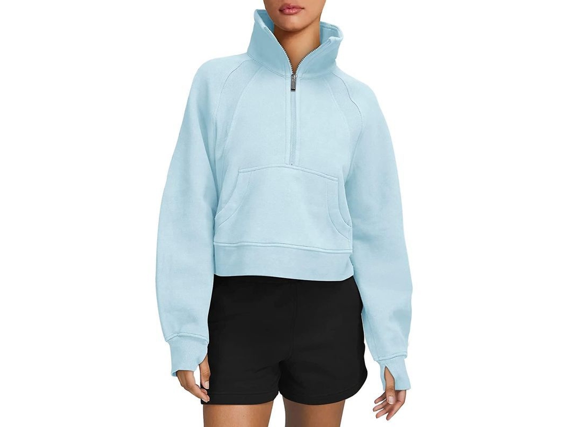 2026-sudadera Con Forro De Felpa Para Mujer Ilwhe Manga Larga Cremallera 1/2 Bolsillo Canguro Otoño Invierno