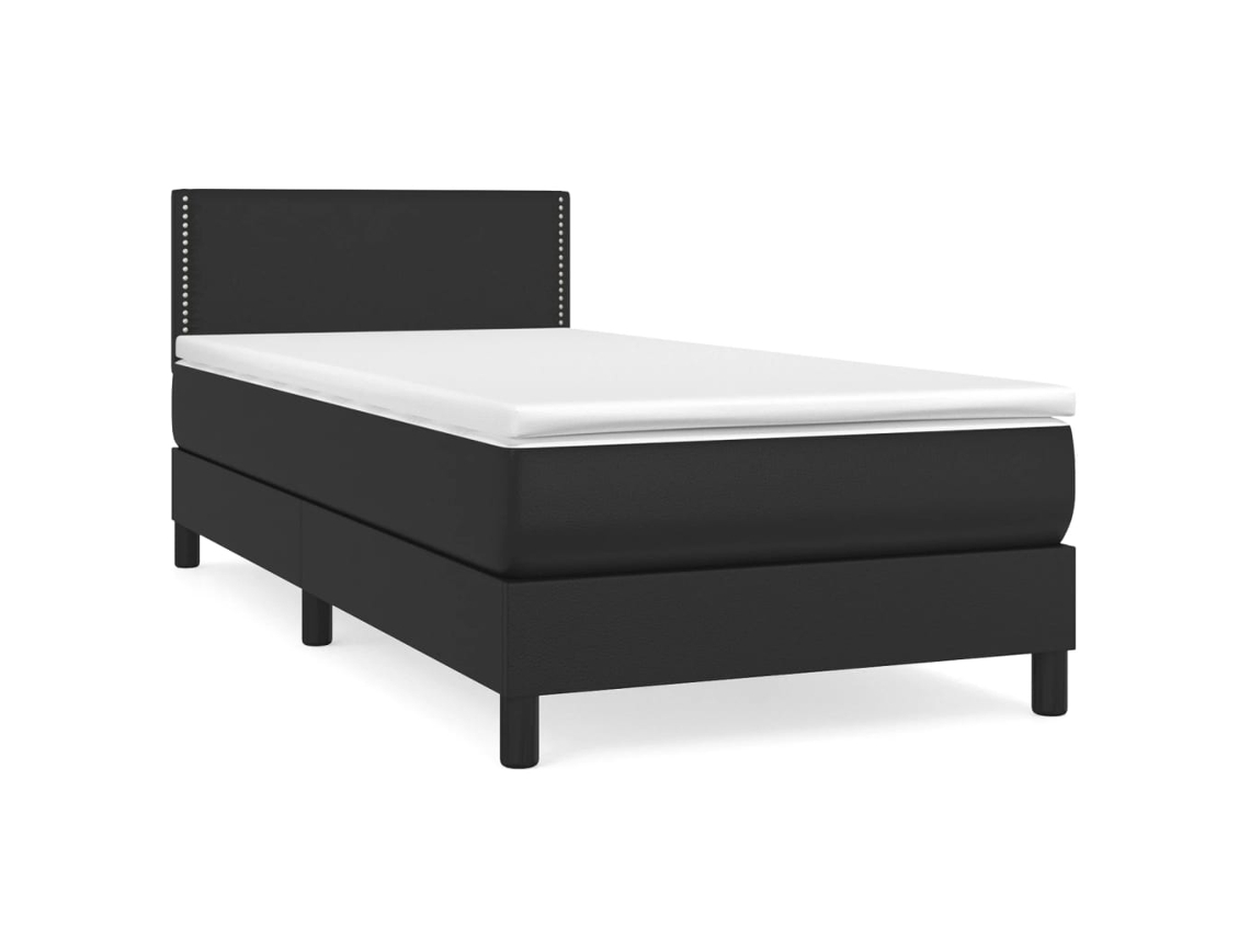Maison Exclusive - Cama Box Spring Con Colchón Cuero Sintético Negro 90x190 Cm