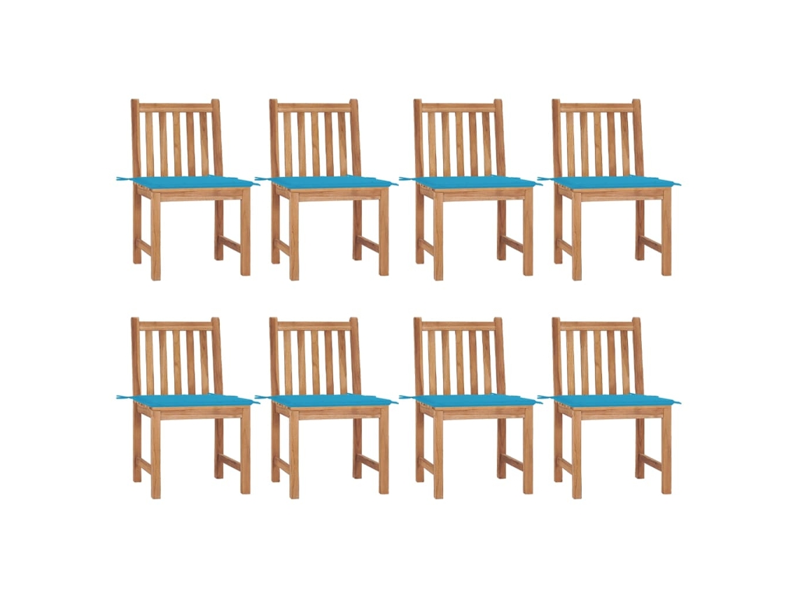 Sillas de jardín DKD Home Decor de 8 piezas con cojines, madera maciza de teca