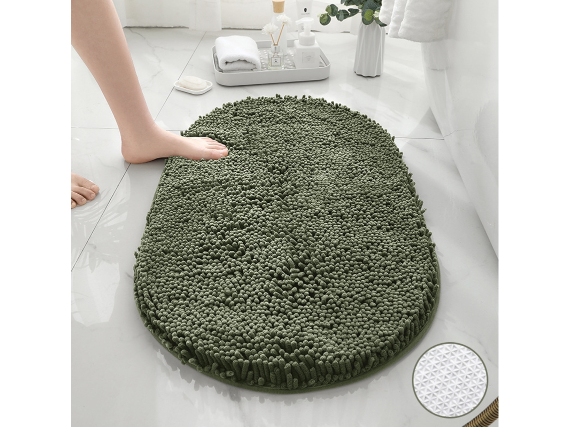 Alfombra de Baño LUUCOZK Antideslizantes Absorbentes Secado Rápido Decoración Bañoparte Inferior Poliéster Verde (50x80cm)