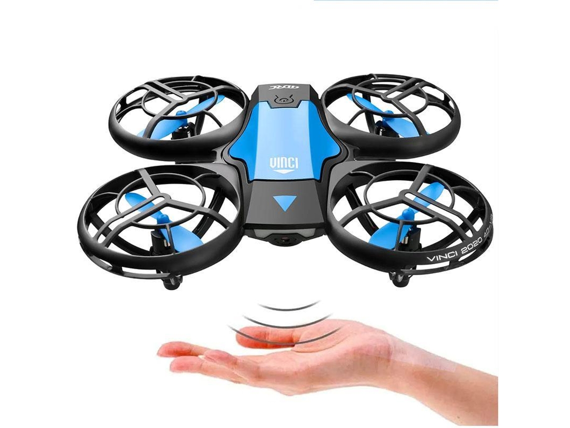 Mini dron de control remoto (Modelo: V8 - Duración de la batería: 12 min - Azul)