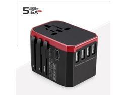 Adaptador De Tomada De Fonte De Alimentação Internacional Multifuncional Vermelho GERTIZ