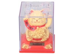 Gato De La Suerte Solar Con Pata Saludando Adorno Decorativo Gato De La Fortuna Plástico Amarillo 336b