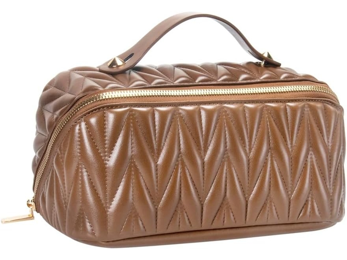 Neceser De Viaje De Piel, Neceser De Gran Capacidad, Organizador Para Mujer Con Bolsillo.