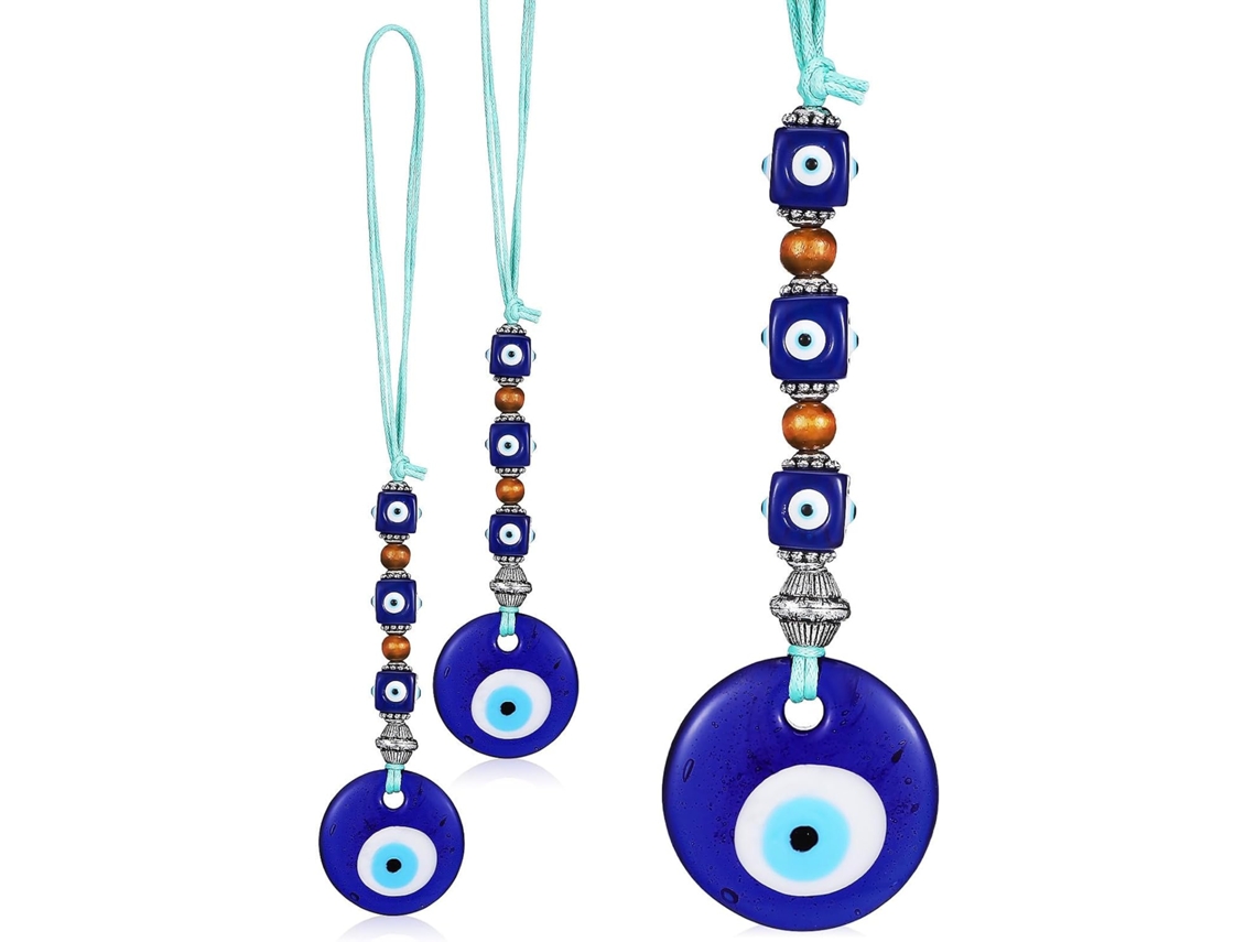 Colgantes Cuerda Juego 3 Aleación Vidrio Amuleto Bendición Decoración Colgante Ojo Azul