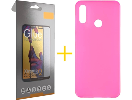 Kit Funda + Protector de Pantalla Huawei Y6 2019 SKYHE Liso Rosa