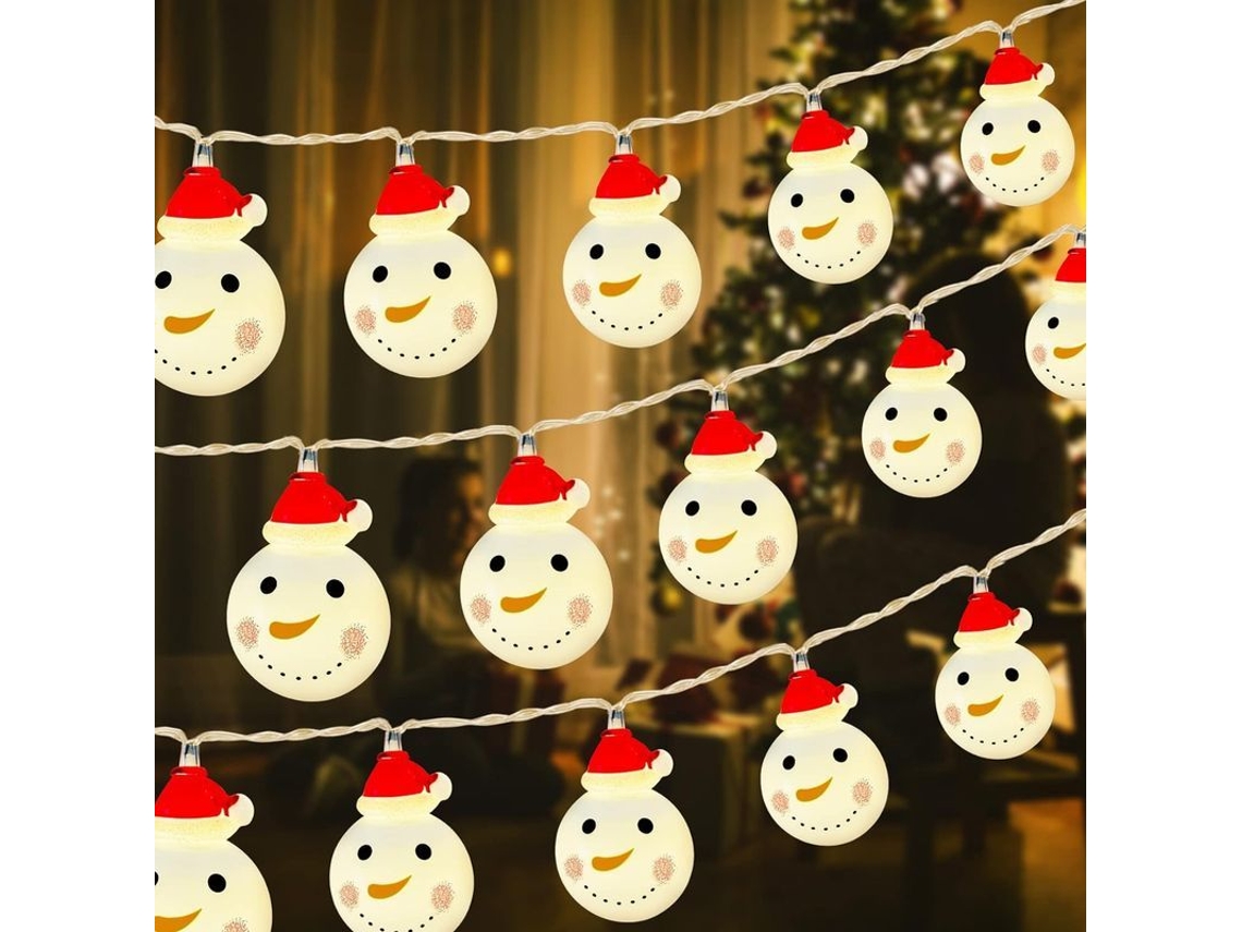 Luces Navideñas Con Forma De Cabeza De Papá Noel, 20 Led, 3 M, Funcionan Con Pilas, Para Decorar Árboles, El Hogar, El Jardín Y Fiestas.
