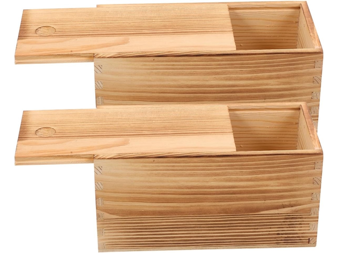 Joyería Almacenamiento Portátil 2 Unidades Madera Deslizante Color Caqui Diseño Sencillo Proteger Joyas Diario