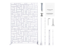 Panel divisorio metálico blanco de 120 x 50,8 x 193 cm para jardín o terraza con diseño elegante y base estable Tekmaquinas