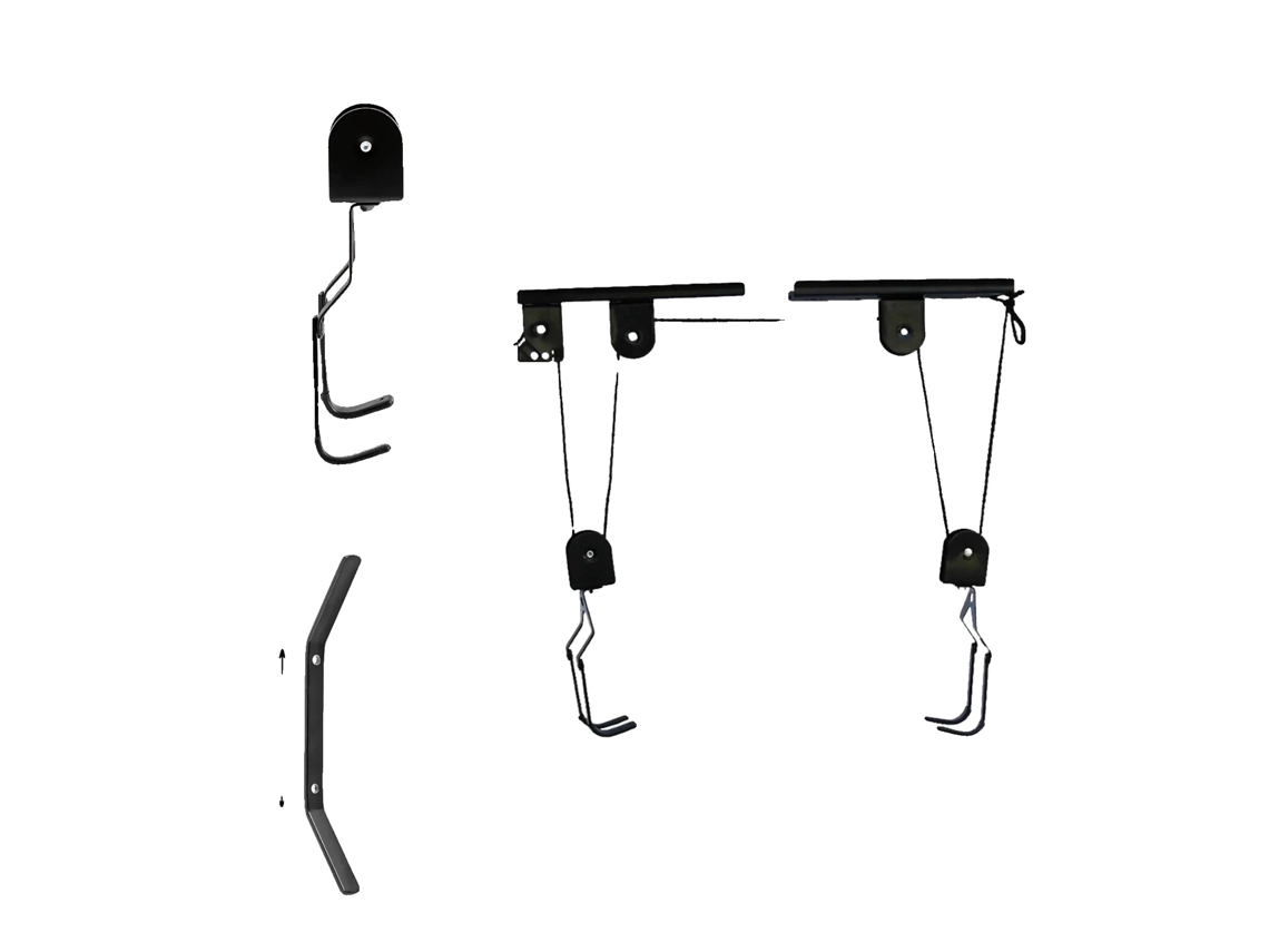 Elevador de bicicletas, capacidad de 60 kg, diseño para montaje en techo, color negro.