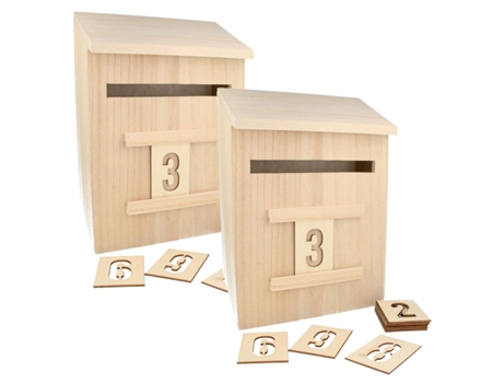 2 calendarios de Adviento buzón de madera 28 cm ARTEMIO