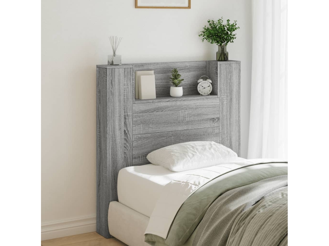 Cabecero De Cama Con Luz Led Gris Sonoma 100x16,5x103,5 Cm