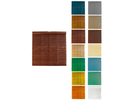 Persiana de Madera Alicantina Com Polea Metálica - Estor Enrollable para Ventanas, Puertas, Salón Nogal (Barnizada) 125 x 180 cm