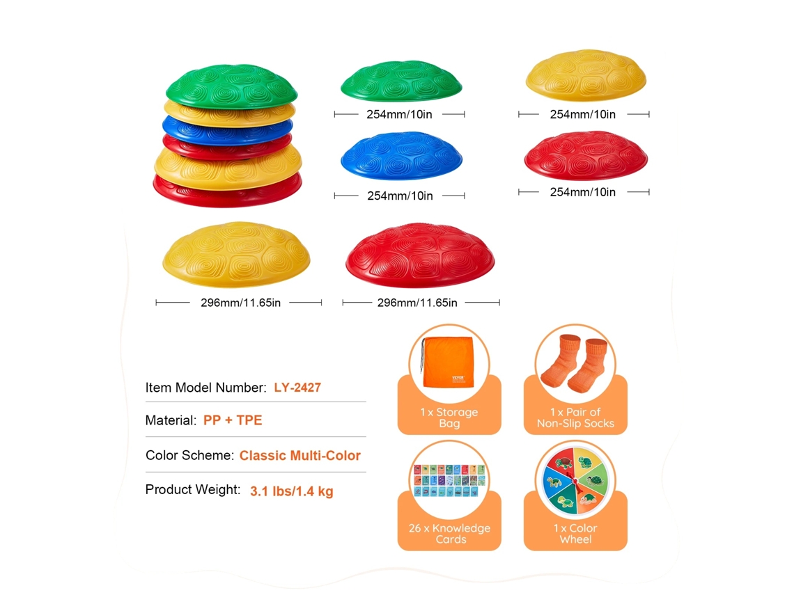 Piedras de equilibrio con forma de tortuga, juego de 6 piezas, diseño antideslizante, 6 unidades
