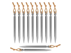 2026-Linjou Estacas para Tenda, Conjunto de 12 Peças em Alumínio Prateado, 18cm com Corda Refletora para Tendas, Toldos e Coberturas