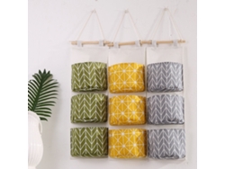 Bolsa De Almacenamiento De Pared De Mezcla De Algodón Y Lino (con 3 Bolsillos Grandes) 20x60 Cm
