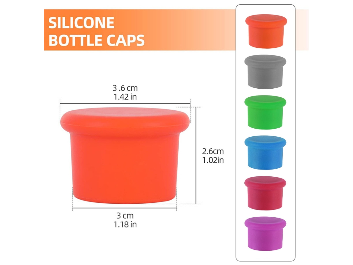 Tapas de Botellas de Silicona, Reutilizables y Fáciles de Limpiar (6 Piezas) TRUYUETY