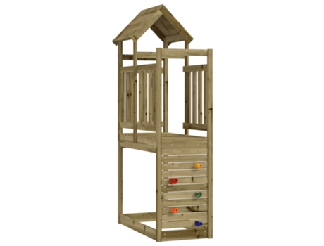 Casita Infantil Con Pared De Escalada VIDAXL Marrón Madera (53x110.5x214 cm)