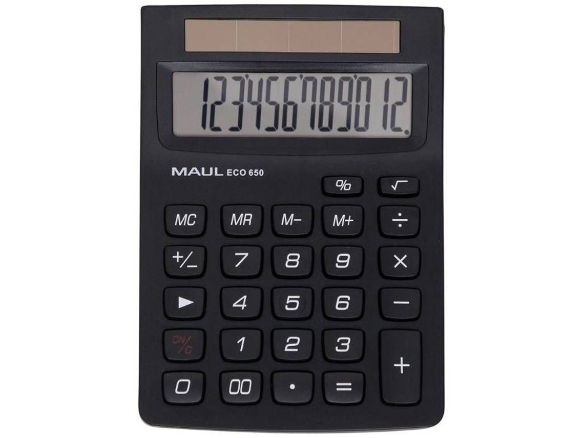 Calculadora de escritorio Maul Eco 650 de 12 dígitos, negra
