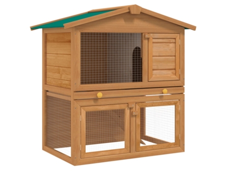 vidaXL Casa de animales pequeños jaula conejera 3 puertas madera