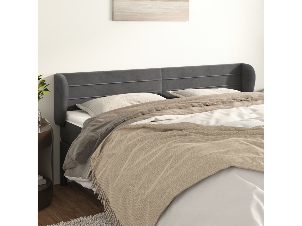 Cabecero De Terciopelo Gris Oscuro 203x23x78/88 Cm