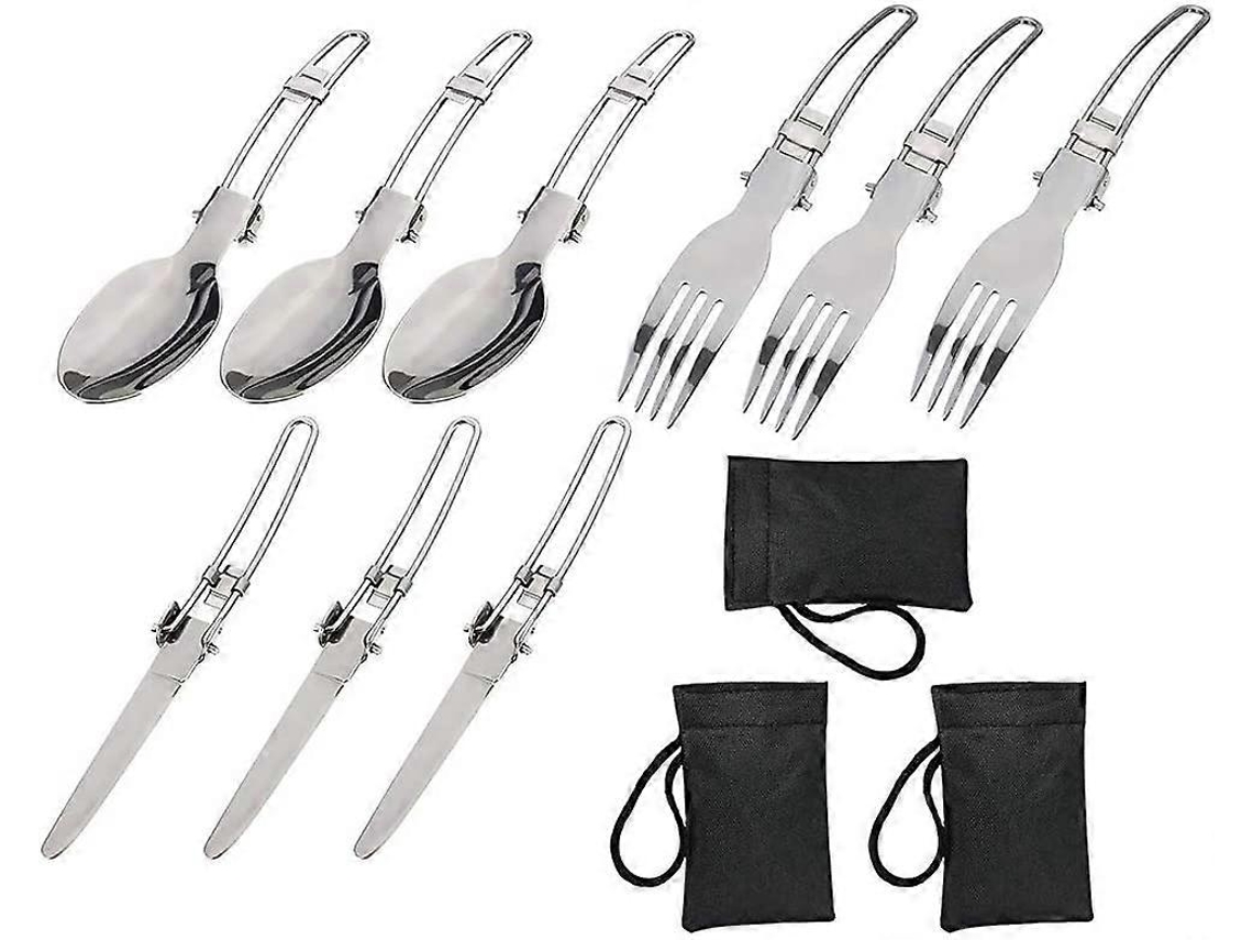 Juego de cubiertos para camping de 3 piezas (tenedor, cuchillo y cuchara)
