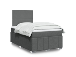 Cama Box Spring Con Colchón Tela Gris Oscuro 120x200 Cm