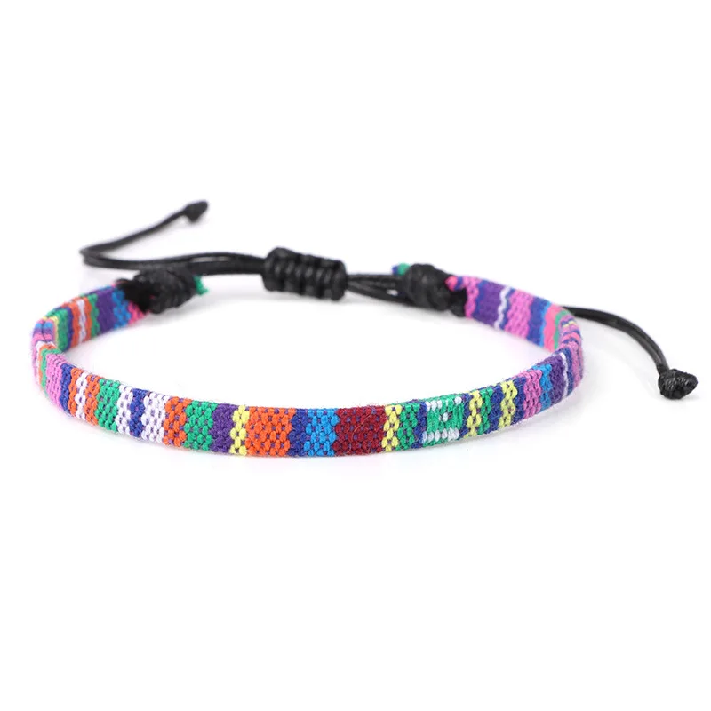 Pulseras De Pareja Hechas A Mano De Estilo Bohemio, Pulseras Ajustables Con Cuentas Y Tejido.