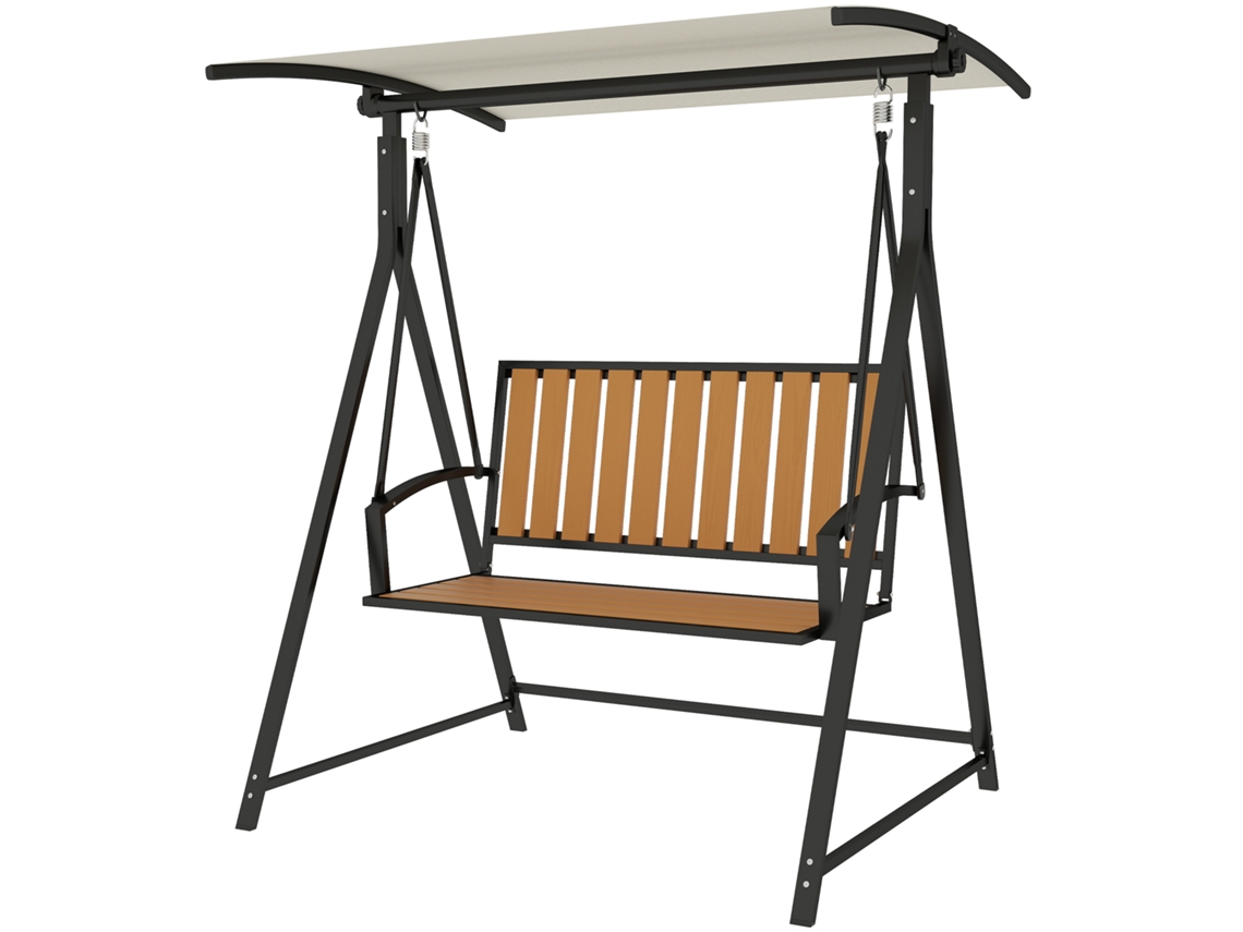 Columpio Jardín 2 Plazas Toldo Ajustable 142x112x162cm Negro