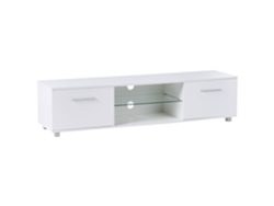 Mueble de TV con iluminación LED, Beliani Banff, MDF blanco, 160x40x38 cm