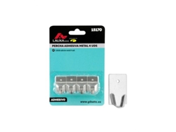 Perchas metálicas adhesivas Lauxa Home, juego de 4 piezas, diseño minimalista en acero inoxidable.
