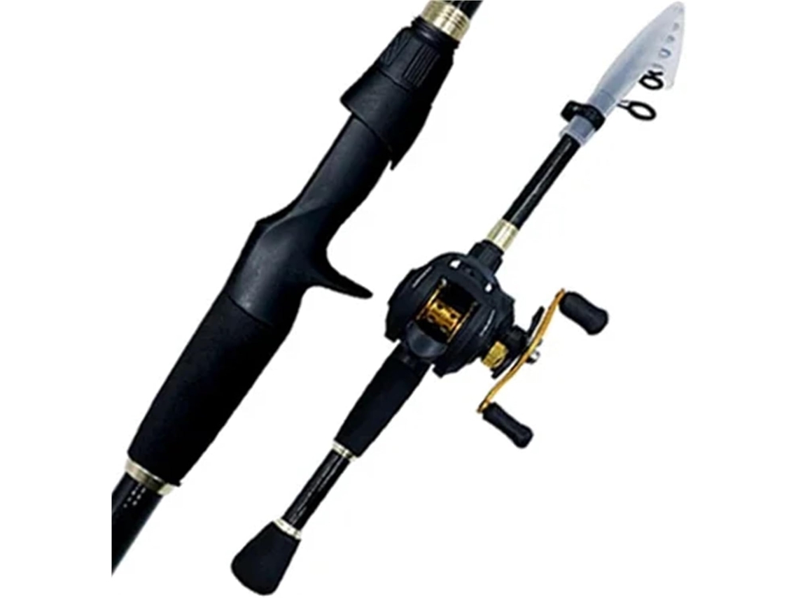 Combo De Caña Pescar Para Casting: Telescópica Carbono Y Carrete Baitcasting, Kit Pesca Portátil Viajes, Pe...