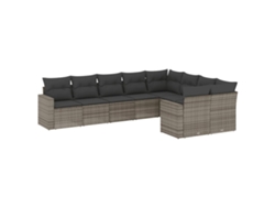 Maison Exclusive - Juego de sofás de jardín de 9 piezas con cojines de mimbre, color gris
