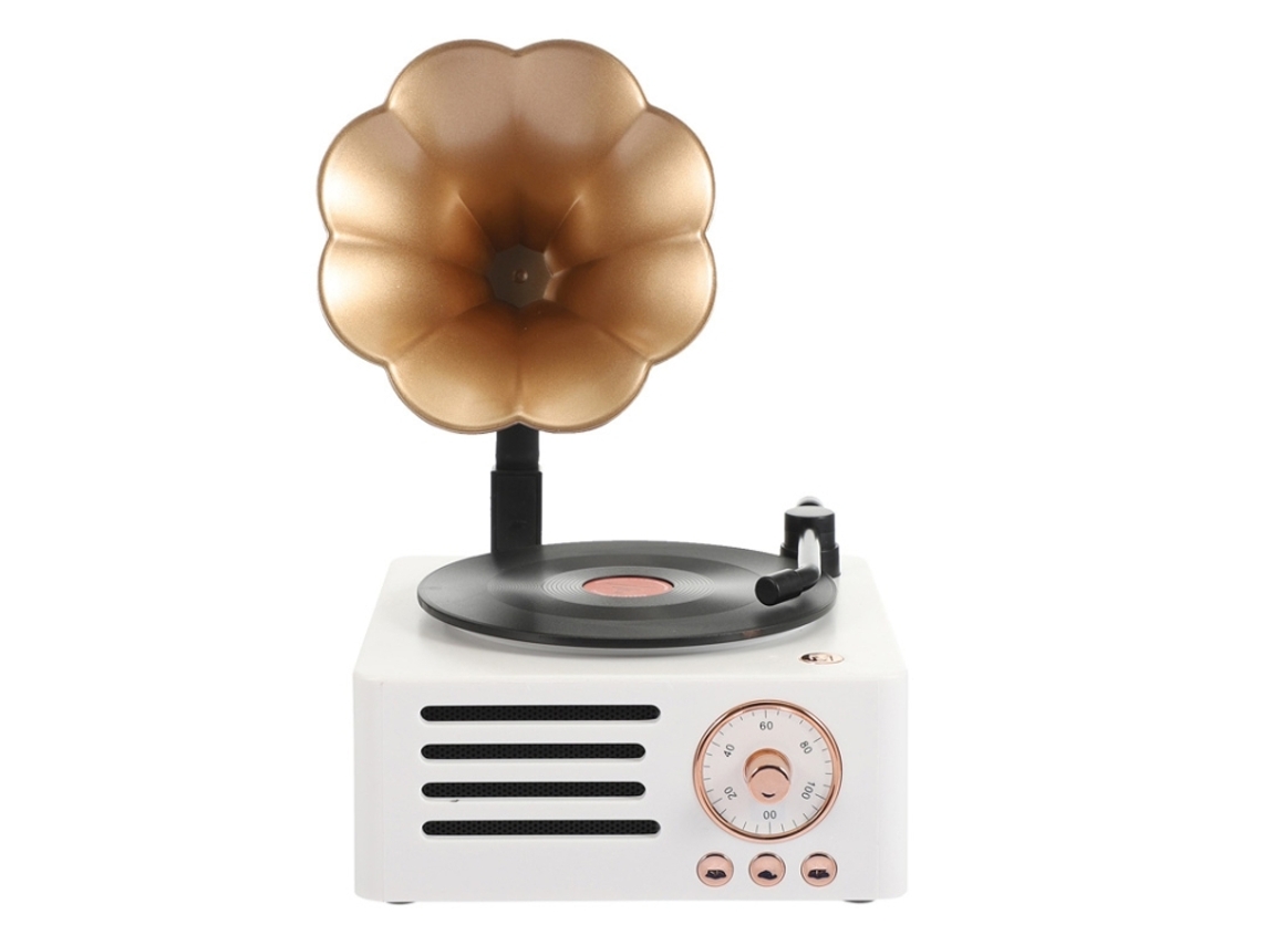 Altavoz Bluetooth Csyy Bfq 02, sonido Hi-Fi retro, blanco