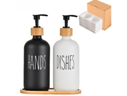 Juego de 2 dispensadores de vidrio, blanco y negro, para baño y ducha Tommy01